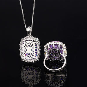 Conjunto de Colar e Anel de Joias de Alta Qualidade XILIANGFEIZI, Novo, em Cobre Banhado a Ouro, Imitando Cor de Tesouro para Mulheres 15*20 - Product Image 2