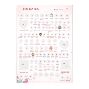 Custom 100 Dates Scratch Off Poster - Date and Night Ideas Bucket List - Wedding Gifts for Couple, Valentine's Day Gift Idea