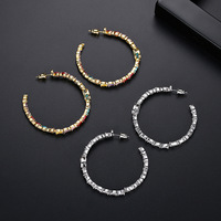 LUOXIN Boucles d'oreilles en zircon coloré à la mode européenne et américaine Accessoires quotidiens pour femmes