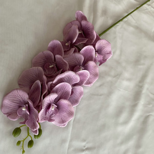 Fleurs d'orchidées artificielles en soie de qualité supérieure, à 9 têtes, toucher réel, tige unique, vente en gros, pour mariage, Saint-Valentin, Nouvel An - Product Image 6