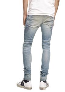 Jeans para Hombre Yiwu Demand Crystal Painter Destory Jeans Clásicos en Color Índigo - Product Image 5