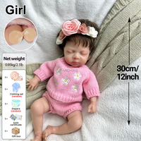 Poupée Reborn réaliste en silicone de 12 pouces, corps entier, douce, lavable, nouveau-né, cheveux implantés, pour collectionneuses, jouet souple, vente en gros, personnalisable