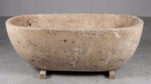 Baignoires ovales modernes sur mesure de luxe en marbre Botticino Classico, autoportantes, pour salle de bain, villa, hôtel - Product Image 3