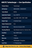 توريد المصنع شاحن توربو 1tc 4hcf55 لشاحن توربيني محرك Isuzu NQR NPR P NMR 4HK1