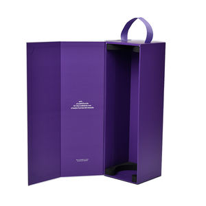 Caja de Regalo de Vino de Lujo de Papel Recubierto de Primera Calidad Personalizada con Logotipo Impreso, Caja de Embalaje para una Sola Botella de Vino de 750 ml con Asa - Product Image 1
