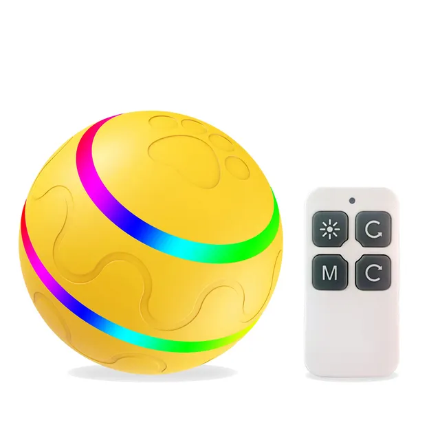 Hot Selling Interactive Intelligent Remote Control Luminous Cat Toy Dog Training Ball Silicone Electric Pet Toy Ball