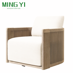 Fauteuil <span class=keywords><strong>de</strong></span> <span class=keywords><strong>salon</strong></span> d'extérieur moderne <span class=keywords><strong>de</strong></span> luxe en teck, fauteuil <span class=keywords><strong>de</strong></span> <span class=keywords><strong>jardin</strong></span> vertical tressé en corde, mobilier <span class=keywords><strong>de</strong></span> patio d'hôtel - Product Image 5