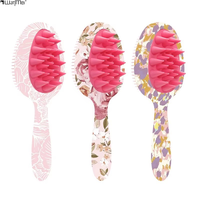 Brosse à cheveux double denture Wanmei et outils de bain à manche long pour le lavage des cheveux, avec motif personnalisé et procédé de collage