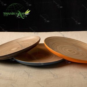 Plato de servicio redondo de bambú ligero personalizado OEM ecológico biodegradable para ensalada desayuno fiesta hogar restaurante uso - Product Image 6