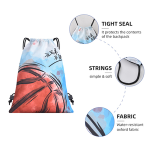 Dye Sublimation <b>Drawstring</b> Polyester Lightweight Fashion Backpack Custom Printed - Product Image 6