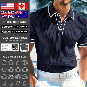 Camiseta Polo de Punto Acanalado Personalizada KingSen para Hombre, Cuello con Ribete en Contraste, Manga Corta, Corte Ajustado, Informal - Product Image 2