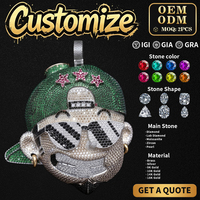 Nouveauté : Pendentif personnalisé en argent sterling et moissanite, motif 3D personnalisé, style hip-hop, entièrement serti de pierres, pour homme, idéal comme cadeau