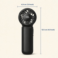 Ventilateur Turbine Sans Pales Haute Vitesse avec Affichage LED du Niveau de Batterie, Autonomie de 210 Min, Rechargeable USB-C, Mini Ventilateur Portable à Main pour Hôtel