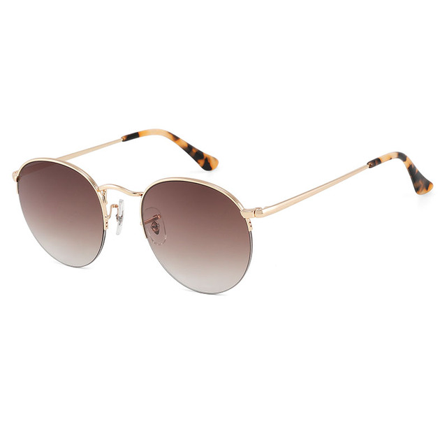 Customized Stylish Round Metal Frame Sunglasses Women Men Classic Rimless Polarized Sunglass for Bulk Orders
