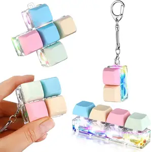 New Arrival Wholesale Custom Logo Various Colors Metal Keyboard Keychain For Toys Autism Stress Relief