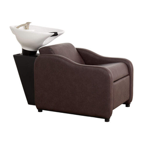 Sillón de <span class=keywords><strong>Lavacabezas</strong></span> Marrón de Diseño en Oferta para Peluquería, Mueble de Salón <span class=keywords><strong>con</strong></span> <span class=keywords><strong>Masaje</strong></span> y Unidad de Lavado Trasero - Product Image 1