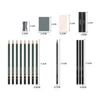Xin Bowen 19 pièces ensemble de crayons de croquis Kit de dessin professionnel taille-crayon au charbon de bois Kits d'outils de dessin avec boîte