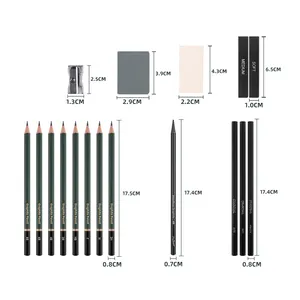 Xin bowen 19 pezzi Set da disegno professionale Set da disegno blocco per schizzi Set matite a carboncino temperamatite strumenti da disegno kit con scatola