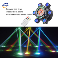 150W RGBW 4-in-1 6 Arm Moving Head Dye Bee Eye Effect Light DMX512 Remote Control DJ Disco Bar Pesta Ulang Tahun Natal Panggung