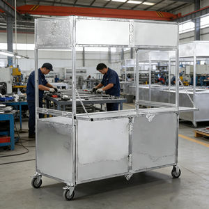 Carrito de Comida Portátil Plegable de Acero Inoxidable con Ruedas, Resistente a la Corrosión, con 4 Ruedas, Garantía de 2 Años, para Helados, Hot Dogs, Café y Otros Alimentos - Product Image 4