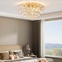 Nouvelle Suspension Luminaire Ronde de Luxe pour Salon, Lustre en Cristal avec Détecteur de Mouvement, Plafonnier LED Moderne Suspendu