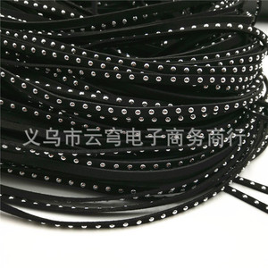 Imitation Leather Cord 5mm Single Row Rhinestone Embellished Velvet <b>Choker</b> Chain <b>Silver</b> Rivets Korean Style Flat Shape - Product Image 3