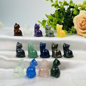 Ukiran Kucing Kristal Alami yang Indah dari Obsidian Merah, Lepidolit, dan Pirit, Ukiran Tangan untuk Hadiah dan Dekorasi - Product Image 6