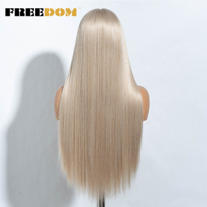 Perruque synthétique longue et droite FREEDOM pour lace front, dentelle transparente, pour femmes, 30 pouces, pour blond bleu, facile à porter, perruque de cosplay - Product Image 3