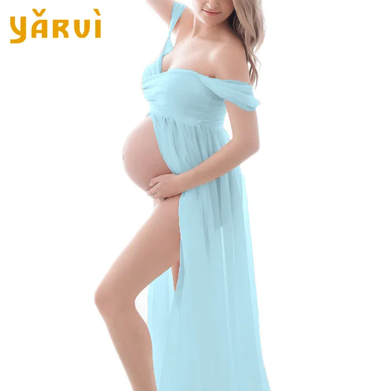 Pregnant women photo dress maternity photo dress open shoulder mopping chiffon long dress