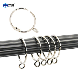 EWANG Silver Hinged Lock Button Curtain Rings <b>Clips</b> Shower Curtain Hooks - Product Image 1