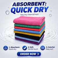 Serviette de nettoyage en microfibre à tricot warp avec surpiqûres, séchage rapide, réutilisable, chiffon de nettoyage multi-usages