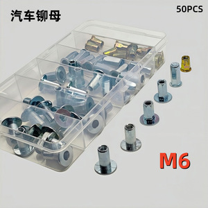 Kit de 100 écrous à rivets M6 pour clips de fixation de pare-chocs de voiture, plaque d'immatriculation, métal, fer, General Motors - Product Image 2