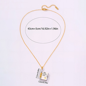 Thép Không Gỉ Đồ Trang Sức Một Thư Cho Con Gái Của Tôi Con trai Mẹ Cha Tin Nhắn Khắc Thư Cuốn Sách Mặt Dây Chuyền Vòng Cổ Lễ Hội Quà Tặng - Product Image 6