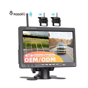 Monitor Digital de 7 Pulgadas Podofo, Sistema de Visión Trasera Inalámbrico, IP68 Impermeable, Visión Nocturna, BSD + 2 Cámaras Traseras para Camión, Autobús, RV - Product Image 1