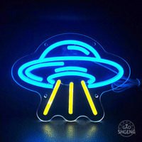 USB LED Neon işareti-çocuğun oyun odası için uzay gemisi uçan daire duvar dekorasyon doğum günü hediyesi ev ofis merkezi okullar şirketleri