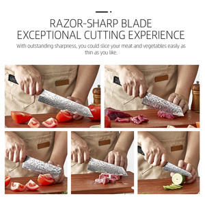 Ensemble de <span class=keywords><strong>couteaux</strong></span> de chef japonais de luxe en acier Damas M390, 5 pièces, 61-63HRC, manche en fibre de carbone, pour cuisine moderne - Product Image 4