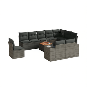 Gray Rattan <b>Garden</b> <b>Sofa</b> Set 6 Seater Outdoor Furniture Weather Resistant Contemporary Design - Product Image 1