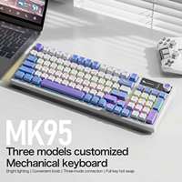Teclado Mecánico Smailwolf Mk95, Teclado Personalizado Tri-Modo, Teclado Inalámbrico para Juegos con Intercambio en Caliente de Teclas Completas, para Oficina y Juegos