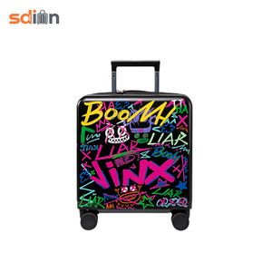 Maleta de Viaje Moderna de 18 Pulgadas con Diseño de Grafiti Personalizable, Ligera, de Policarbonato, con Asa Telescópica y Portátil - Product Image 1