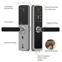 Serrure Intelligente à Entrée Sans Clé 5050 avec Corps de Mortaise, Application Tuya, Empreinte Digitale, Mot de Passe, Carte RFID, en Alliage d'Aluminium, Compatible Cloud, pour Portes en Bois