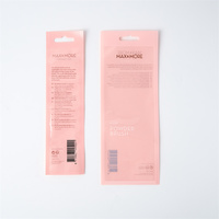 Vente en gros de mini pochette en plastique avec logo personnalisé emballage avec 3 joints latéraux en mylar transparent avec fermeture éclair pour pinceau de maquillage