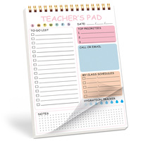 Bloc-notes spirale A5 pour professeur avec calendrier de cours, liste de tâches quotidiennes et suivi d'hydratation – Cadeau idéal pour les éducateurs