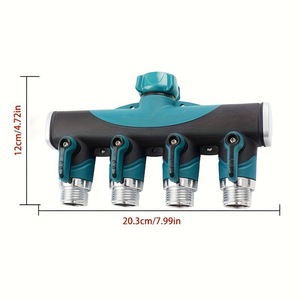 Four Way Garden <b>Hose</b> <b>Splitter</b> 1/2 Inch Zinc Alloy Threaded Connector For Irrigation Durable Water Divider - Product Image 2
