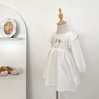 Robes de printemps mignonnes en coton pour bébé fille de 1 an, vêtements blancs pour bébé fille, boutique de vêtements pour filles, robe imprimée de dessins animés