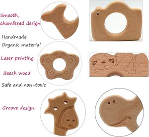 Encantador pájaro de madera de <span class=keywords><strong>dibujos</strong></span> <span class=keywords><strong>animados</strong></span>, forma de Animal Natural puro, juguetes de dentición de madera de haya, patrón hecho a mano, colgante de collar de joyería DIY - Product Image 3