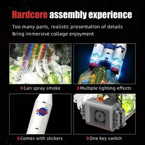 Kaiyu K96171 2025 <strong>Rocket</strong> Launching <strong>Model</strong> LED Light Electronic Toy ABS Plastic 711pcs Building Blocks Set - Product Image 5