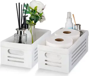 Caja de decoración para el baño, almacenamiento de papel higiénico, cesta de almacenamiento, forrado con tela de lino suave