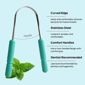 Yetişkinler için özel Logo dil kazıyıcı çocuklar durumda paslanmaz çelik dil temizleyici keten seyahat kılıfı Scrubber kaldırmak için dil - Product Image 3