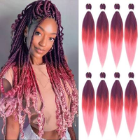 Rambut Sintetis Kepang Yaki Tekstur Rapi Tahan Panas Rendah 26 inci 90g Mudah Dikuncir Rumi Pre Stretched