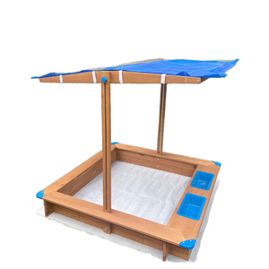 Bac à sable carré en bois massif personnalisé pour enfants, aire de jeux extérieure unisexe avec couvercle - Product Image 2